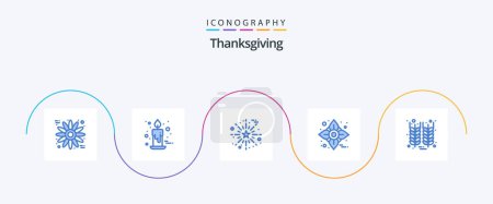 Ilustración de Thanksgiving Blue 5 Icon Pack Including grain. thanksgiving. celebrate. flower. thanksgiving - Imagen libre de derechos