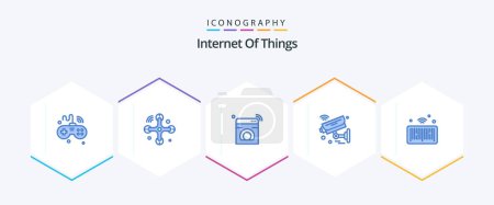 Illustration for Internet Of Things 25 Blue icon pack including security. internet of things. internet of things. camera. washing - Royalty Free Image