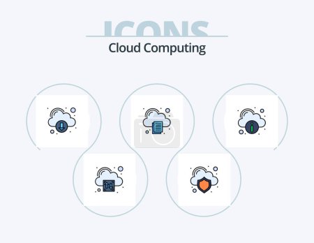 Téléchargez les illustrations : Cloud Computing Line Filled Icon Pack 5 Icon Design. cloud. cloud cd. server. cloud - en licence libre de droit