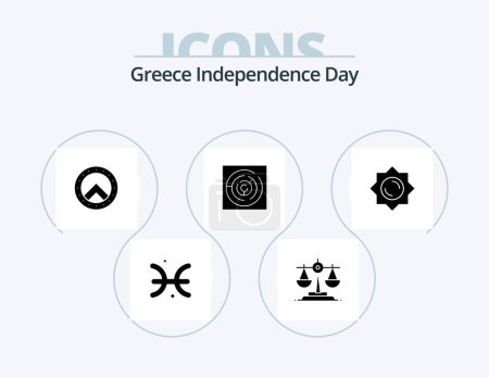 Ilustración de Grecia Día de la Independencia Glyph Icon Pack 5 Icon Design. .. sol. la seguridad. sol. laberinto - Imagen libre de derechos