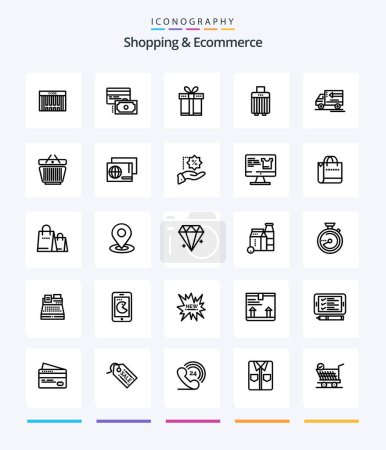 Illustration for Creative Shopping And Ecommerce 25 OutLine icon pack  Such As delivery . buy. gift. handbag. bag - Royalty Free Image