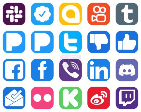 Illustration for 20 Elegant Social Media Icons such as viber. dislike and facebook icons. Gradient Icon Set - Royalty Free Image