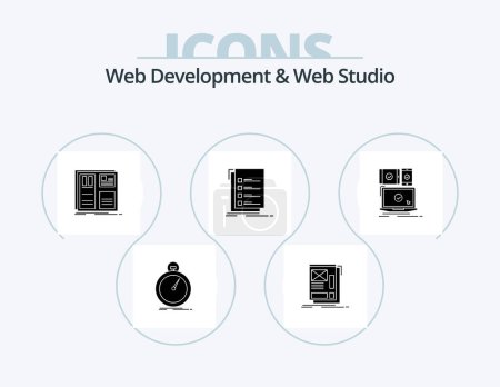 Ilustración de Web Development And Web Studio Glyph Icon Pack 5 Icon Design. list. check. layout. ui. interface - Imagen libre de derechos
