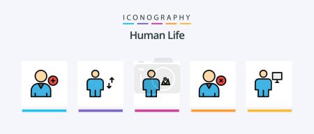 Téléchargez les illustrations : Pack de 5 icônes rempli par Human Line, y compris le profil. utilisateur. avatar. nouveau. profil. Icônes créatives Design - en licence libre de droit