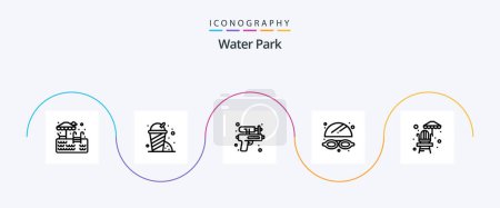 Ilustración de Paquete de iconos de Water Park Line 5 incluido. park. Agua. Agua. parque - Imagen libre de derechos