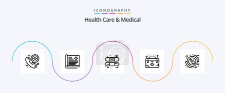 Téléchargez les illustrations : Health Care And Medical Line 5 Icon Pack Including care. first. medical. case. treatment - en licence libre de droit