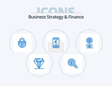 Illustration for Business Strategy And Finance Blue Icon Pack 5 Icon Design. online. payment. find. mobile. security - Royalty Free Image