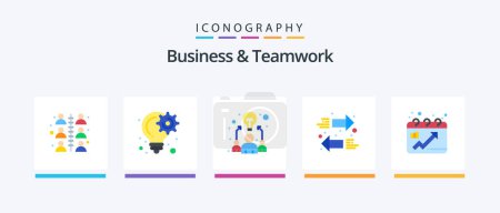 Illustration for Business And Teamwork Flat 5 Icon Pack Including chart. exchange. project. arrows. work. Creative Icons Design - Royalty Free Image