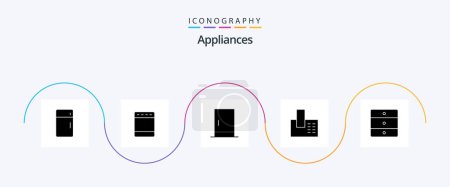 Illustration for Appliances Glyph 5 Icon Pack Including furniture. home. oven. call. home appliances - Royalty Free Image