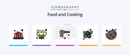 Ilustración de Food Line Filled 5 Icon Pack Including . onion. fast food. food. cherry. Creative Icons Design - Imagen libre de derechos