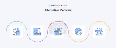 Téléchargez les illustrations : Alternative Medicine Blue 5 Icon Pack Including yang. taoism. treatment. polarity. needles - en licence libre de droit