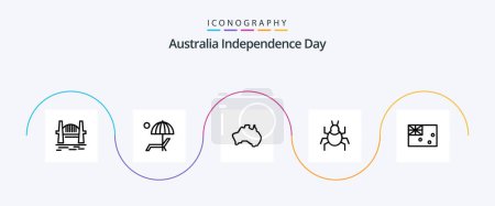 Illustration for Australia Independence Day Line 5 Icon Pack Including virus. bug. enjoy. travel. location - Royalty Free Image