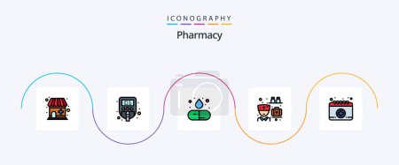Illustration for Pharmacy Line Filled Flat 5 Icon Pack Including medical. appointment. drug. pills. medicine - Royalty Free Image