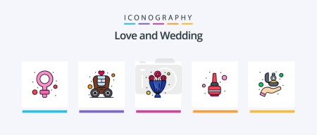 Illustration for Wedding Line Filled 5 Icon Pack Including love. sign. love. female. lovely. Creative Icons Design - Royalty Free Image