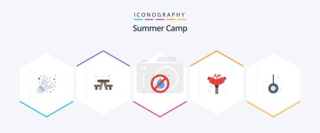 Ilustración de Summer Camp 25 Flat icon pack including . pendulum. no. movement. sausage - Imagen libre de derechos