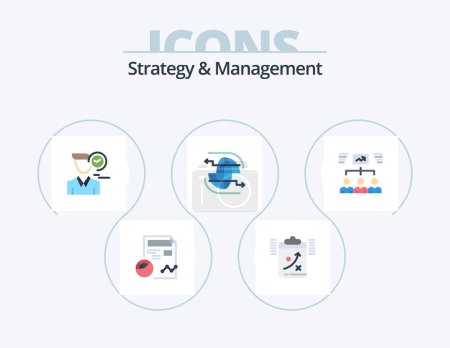 Ilustración de Estrategia y gestión Flat Icon Pack 5 Icon Design. internet. conectar. táctica. cita. macho - Imagen libre de derechos