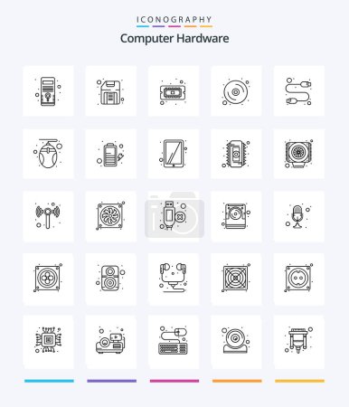 Illustration for Creative Computer Hardware 25 OutLine icon pack  Such As computer. hardware. chip. disk. computer - Royalty Free Image