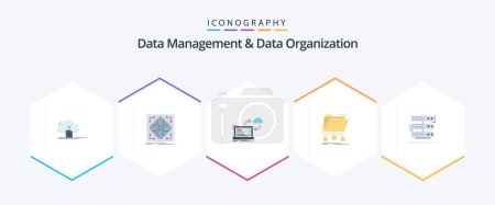 Illustration for Data Management And Data Organization 25 Flat icon pack including files. backup. matrix. arrows. data - Royalty Free Image