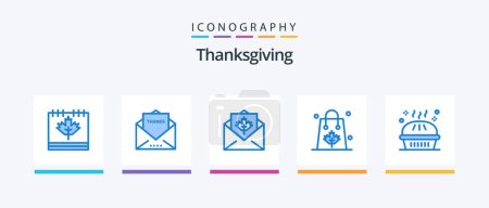 Illustration for Thanksgiving Blue 5 Icon Pack Including sale. autumn. thanks. thanksgiving. greetings. Creative Icons Design - Royalty Free Image