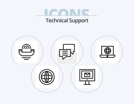 Téléchargez les illustrations : Technical Support Line Icon Pack 5 Icon Design. center. text message. mobile. support. chat - en licence libre de droit