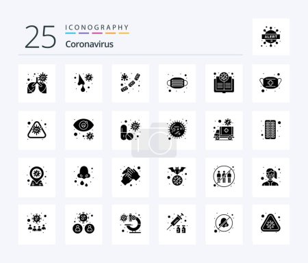Illustration for Coronavirus 25 Solid Glyph icon pack including bacteria. medical. bacterium. mask. blood - Royalty Free Image