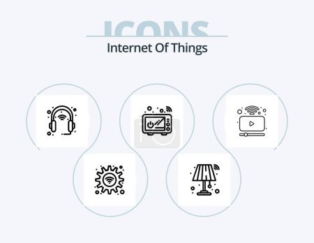 Illustration for Internet Of Things Line Icon Pack 5 Icon Design. wifi. sensor. energy. plant. wifi - Royalty Free Image