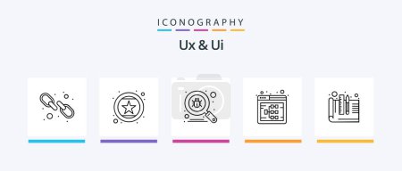Téléchargez les illustrations : Ux And Ui Line 5 Icon Pack Including web. design. document attach. user. funnel. Creative Icons Design - en licence libre de droit