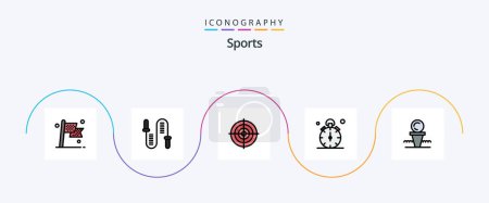 Ilustración de Sports Line Filled Flat 5 Icon Pack Including quarter. watch. skipping. point. strategy - Imagen libre de derechos