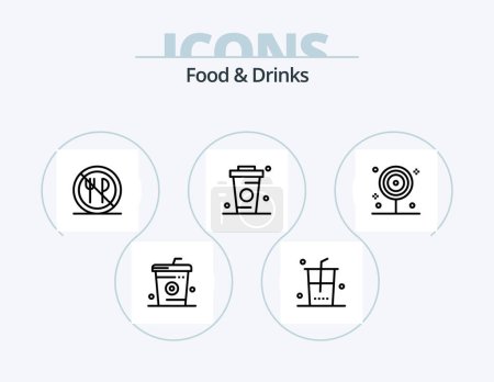 Illustration for Food and Drinks Line Icon Pack 5 Icon Design. set. food. coke. done. meal - Royalty Free Image