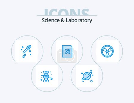 Illustration for Science Blue Icon Pack 5 Icon Design. . science. science. chemist. science - Royalty Free Image