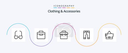 Ilustración de Clothing and Accessories Line 5 Icon Pack Including necklace. clothes. fashion - Imagen libre de derechos