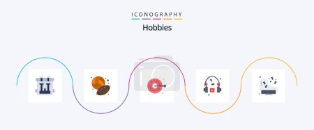 Illustration for Hobbies Flat 5 Icon Pack Including instrument. music. clot. headphone. hobbies - Royalty Free Image