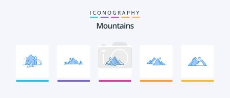 Illustration for Mountains Blue 5 Icon Pack Including nature. hill. nature. sun. hill. Creative Icons Design - Royalty Free Image