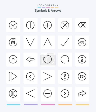 Téléchargez les illustrations : Creative Symbols & Arrows 25 OutLine icon pack  Such As rotate. arrow. new. delete. backspace - en licence libre de droit