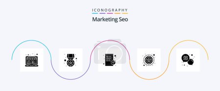 Ilustración de Marketing Seo Glyph 5 Icon Pack Including message. number. checkout. hash tag. position - Imagen libre de derechos