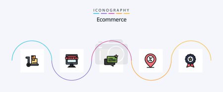 Illustration for Ecommerce Line Filled Flat 5 Icon Pack Including badge. percentage. chat. percent. ecommerce - Royalty Free Image
