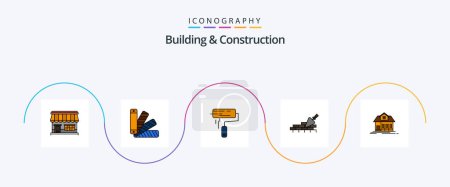 Ilustración de Building And Construction Line Filled Flat 5 Icon Pack Including trovel. mason. swatch. brickwork. wall - Imagen libre de derechos