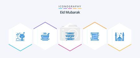 Téléchargez les illustrations : Eid Mubarak 25 Blue icon pack including eid. card. tea. eid. celebration - en licence libre de droit