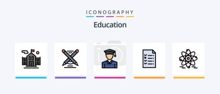 Ilustración de Línea de educación llenó paquete de 5 iconos incluyendo. graduación. educación. manzana. Diseño de iconos creativos - Imagen libre de derechos