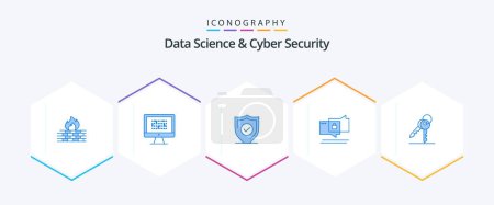 Illustration for Data Science And Cyber Security 25 Blue icon pack including security. chat. encryption. secure. protection - Royalty Free Image