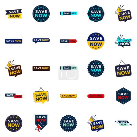 Téléchargez les illustrations : Save Now 25 Unique Typographic Designs to stand out and drive savings - en licence libre de droit