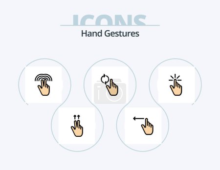 Ilustración de Paquete de iconos rellenos de línea de gestos de mano 5 Diseño de iconos. .. gesto. Arriba. dedo. - Imagen libre de derechos