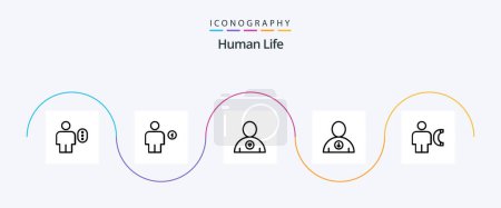 Téléchargez les illustrations : Human Line 5 Icon Pack Including body. user. energy. next. heart - en licence libre de droit