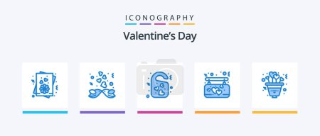 Illustration for Valentines Day Blue 5 Icon Pack Including love. love. love. hanging. affection. Creative Icons Design - Royalty Free Image