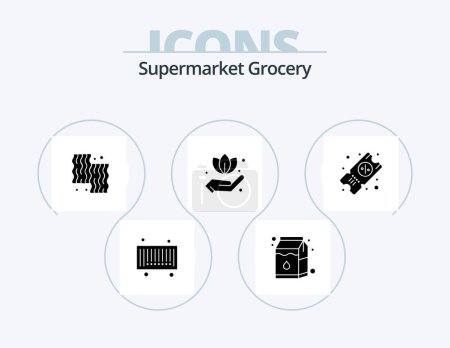 Téléchargez les illustrations : Grocery Glyph Icon Pack 5 Icon Design. . tickets. cooking. ticket. green - en licence libre de droit