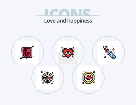 Illustration for Love Line Filled Icon Pack 5 Icon Design. love bulb. bulb. strategy. romantic. love - Royalty Free Image