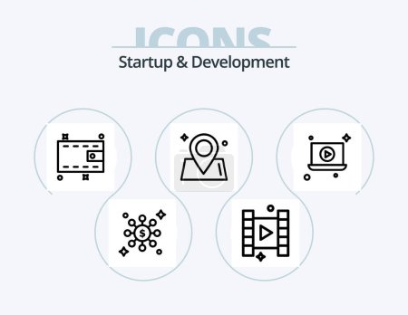 Illustration for Startup And Develepment Line Icon Pack 5 Icon Design. . cell. award badge. mobile. man - Royalty Free Image