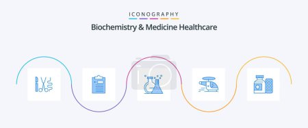 Téléchargez les illustrations : Biochimie et médecine Soins de santé Blue 5 Icon Pack Incluant médical. ambulance. Flacon. médical. hélicoptère - en licence libre de droit