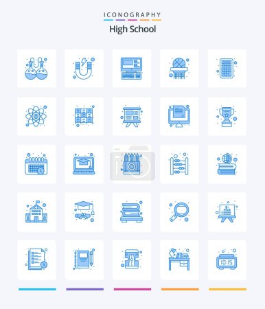 Illustration for Creative High School 25 Blue icon pack  Such As math. accounting. computer. basket net. basket ball - Royalty Free Image