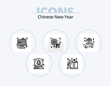 Ilustración de Chinese New Year Line Icon Pack 5 Icon Design. . gong. asian. chinese. asian - Imagen libre de derechos